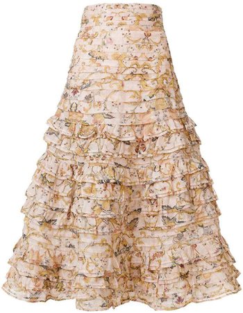 floral ruffle skirt