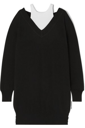 alexanderwang.t | Layered merino wool and ribbed stretch cotton-jersey mini dress | NET-A-PORTER.COM