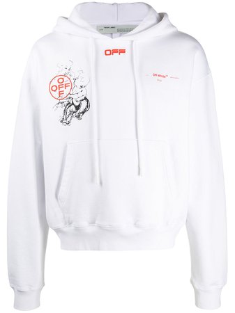 Off-White LO_VIRGIN ARROW OVER HOODIE WHITE RED - Farfetch