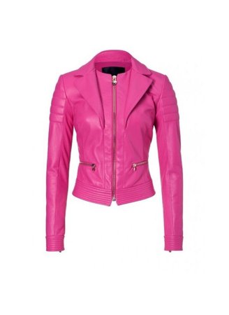 pink faux leather motorcycle jacket
