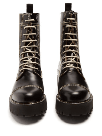 Alexa Chung Contrast-stitch Leather Boots In Black | ModeSens
