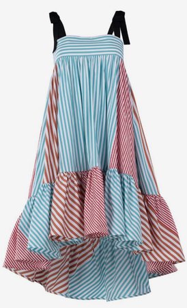 Red and Blue Stripe Tie Dress