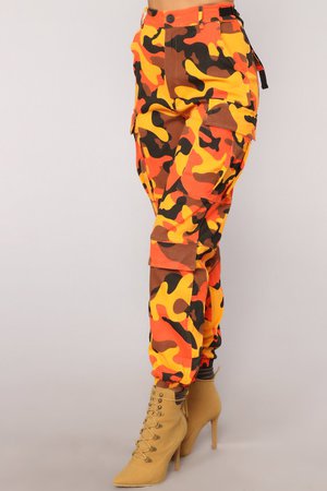 Sexy Soldier Cargo Pants - Orange Camo - Pants - Fashion Nova