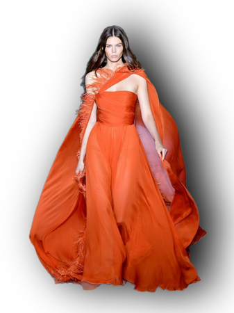 orange couture Zuhair Murad gown Fall 2019 formal dresa