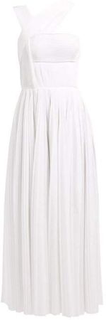 Norah Asymmetric Pleated Cotton Dress - Womens - White