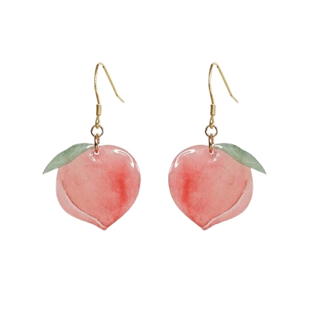 Pastel Peach Earrings – White Tanuki