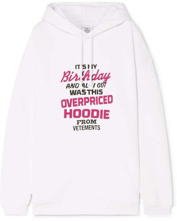 Oversized Printed Cotton-jersey Hoodie - White