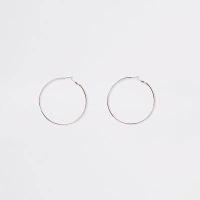 Silver colour diamante large hoop earrings | River Island