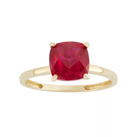 Lab-Created Ruby 10k Gold Ring