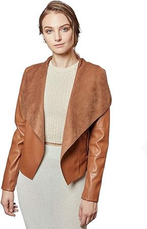Escalier Women's Faux Leather Jackets Slim Open Front Lapel Blazer Jackets at Amazon Women's Coats Shop