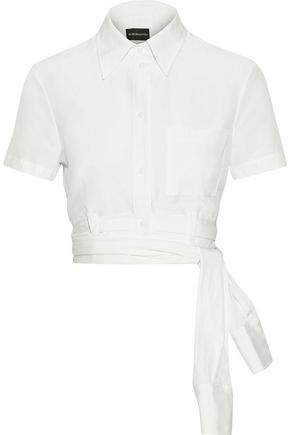 Cropped Cotton And Silk-blend Poplin Shirt
