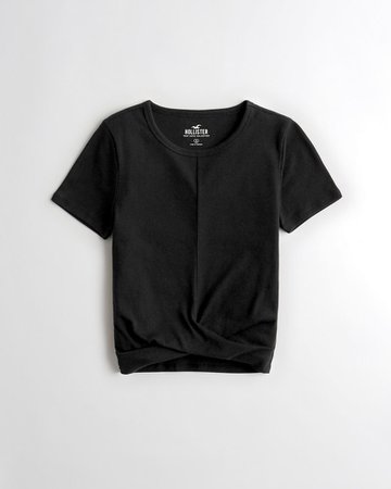 Girls Must-Have Crop Twist-Front T-Shirt | Girls New Arrivals | HollisterCo.com black