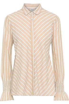 Shirred Striped Cotton Shirt