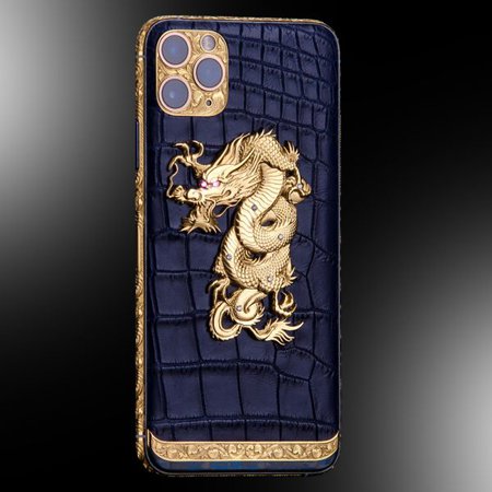Stuart Hughes 24ct Gold iPhone 11 Pro Max Diamond & Sapphire Dragon Edition - Stuart Hughes
