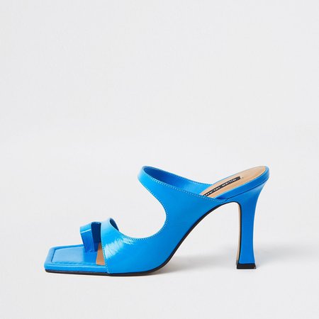 Blue toe loop mule sandal | River Island