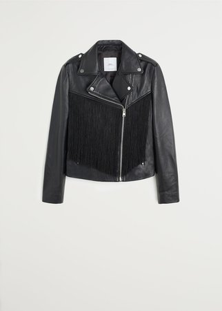 Fringe leather jacket - Women | Mango USA