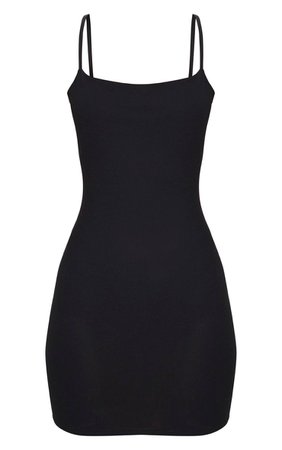 Black Strappy Straight Neck Bodycon Dress | PrettyLittleThing