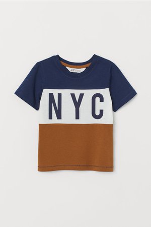 T-shirt with Printed Design - Dark blue/NYC - Kids | H&M US