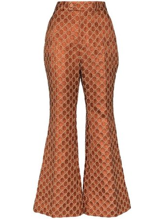 Gucci Jacquard Monogram Flared Trousers - Farfetch