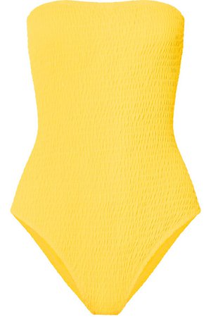Diane von Furstenberg | Shirred bandeau swimsuit | NET-A-PORTER.COM