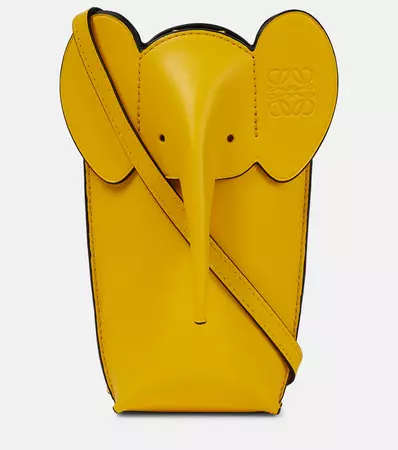Elephant Pocket Leather Shoulder Bag in Yellow - Loewe | Mytheresa