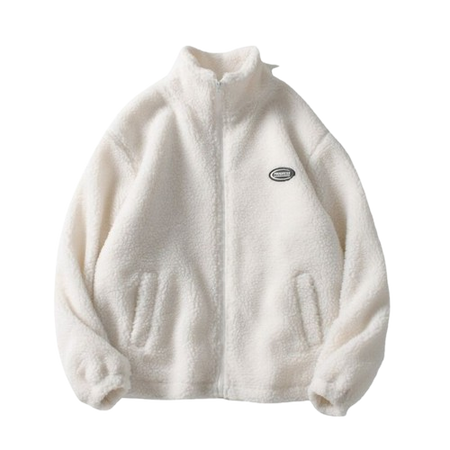 white fleece jacket
