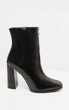 Black block heel boots