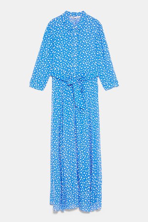 LONG PRINTED DRESS - NEW IN-WOMAN | ZARA United States blue