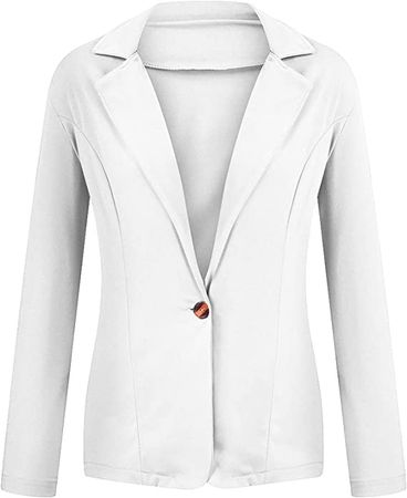 RMXEi Women Solid Open Front Pockets Cardigan Formal Suit Long Sleeve Blouse Coat at Amazon Women’s Clothing store