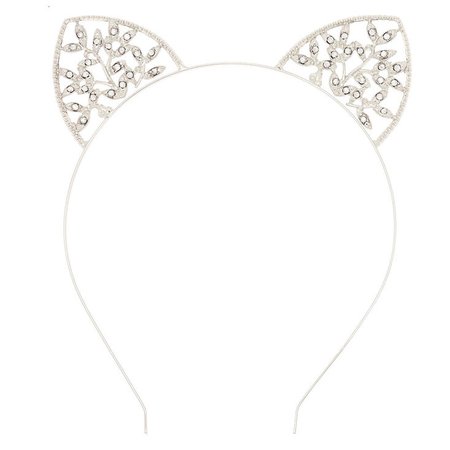 Silver Ivy Cat Ears Headband | Claire's US