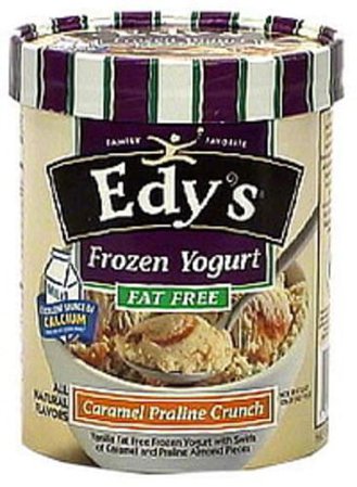 Edys Vanilla with Swirls of Caramel and Praline Almond Pieces Frozen Yogurt - 0.5 gl, Nutrition Information | Innit
