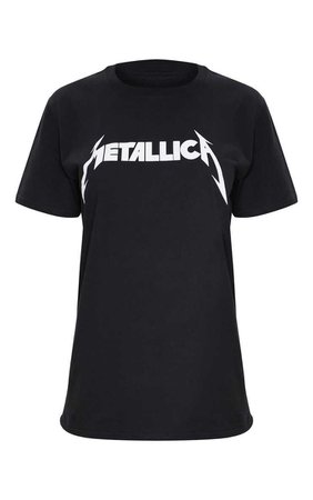 Black Metallica Slogan Rock T Shirt | Tops | PrettyLittleThing