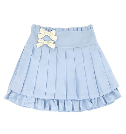 pleated blue pastel bow white skirt kpop