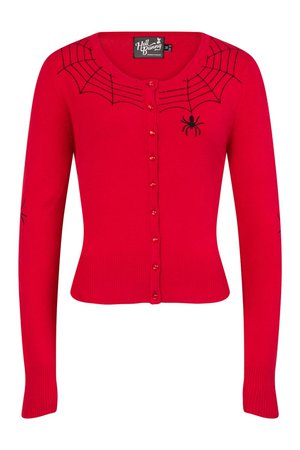 Spider Red Cardigan by Hell Bunny | Ladies Gothic Clothing