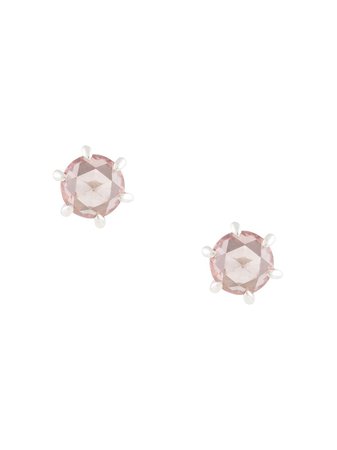 Natalie Marie Tiny Rose Cut stud earrings silver & pink AW20277S - Farfetch
