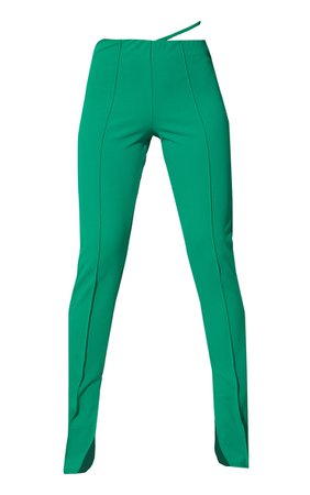 Bright Green Cut Out Skinny Trousers | PrettyLittleThing USA