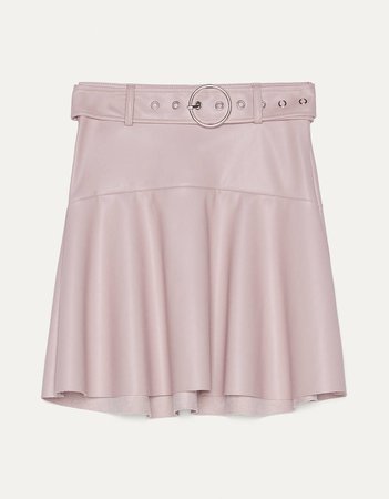 Faux leather skirt with belt - Shirts - Bershka United Kingdom