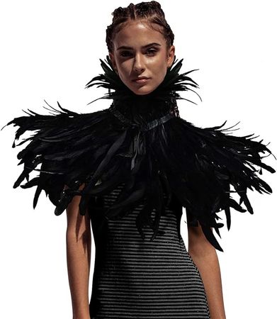 Amazon.com: UQJE Victorian Real Natural Black Feather Shrug Shawl Shoulder Wrap Cape Gothic Witch Costume for Women : Clothing, Shoes & Jewelry