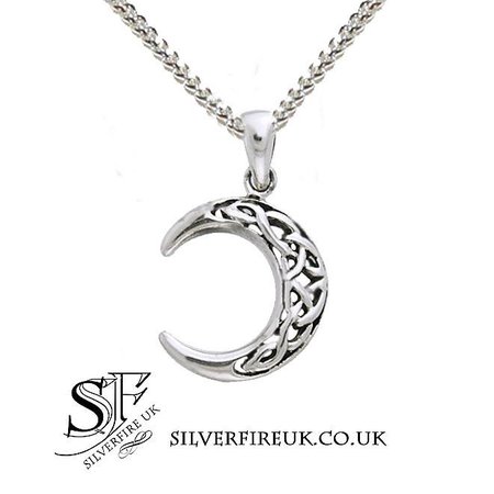 Crescent Moon Necklace With Celtic Knotwork, Small Moon Necklace – SilverfireUK