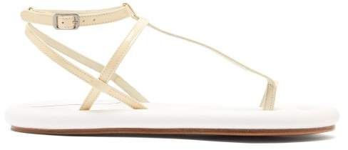 Padded Sole Leather Sandals - Womens - White