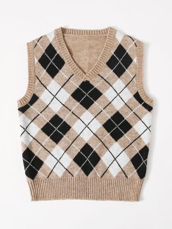 Argyle Print Sweater Vest | SHEIN USA