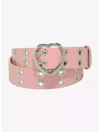 Pastel Pink Heart Grommet Belt | Hot Topic