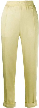 polished effect trousers