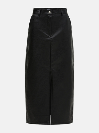 Source Unknown Faux Leather Midi Skirt, Black