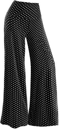 Arolina Women's Stretchy Wide Leg Palazzo Lounge Pants (Polka Dot, M) at Amazon Women’s Clothing store