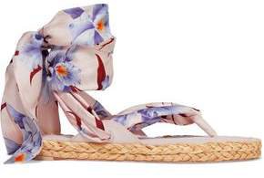 Floral-print Satin-twill Espadrille Sandals