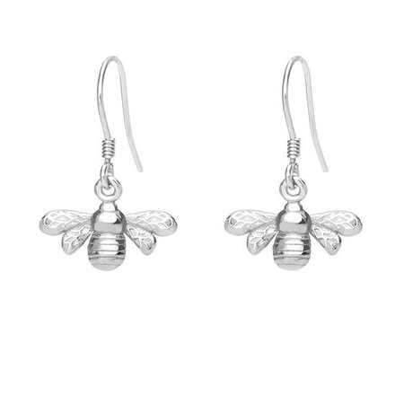 bee drop earrings silver