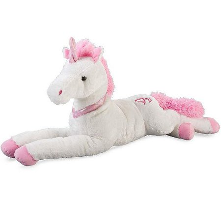 HearthSong - Large Super Soft Dazzle The Plush Unicorn With Embroidered Hearts And Sparkly Pink Horn And Collar, 40"L X 20"H : Target