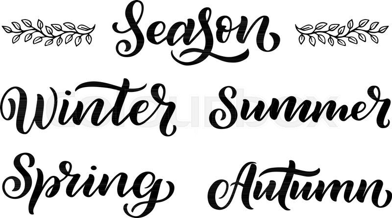 Handwritten names of seasons: winter, ... | Stock vector | Colourbox