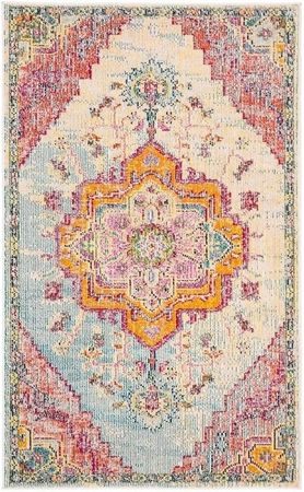 Amazon.com: SAFAVIEH Crystal Collection Area Rug - 8' x 10', Light Blue & Fuchsia, Medallion Distressed Design, Non-Shedding & Easy Care, Ideal for High Traffic Areas in Living Room, Bedroom (CRS501B) : Home & Kitchen